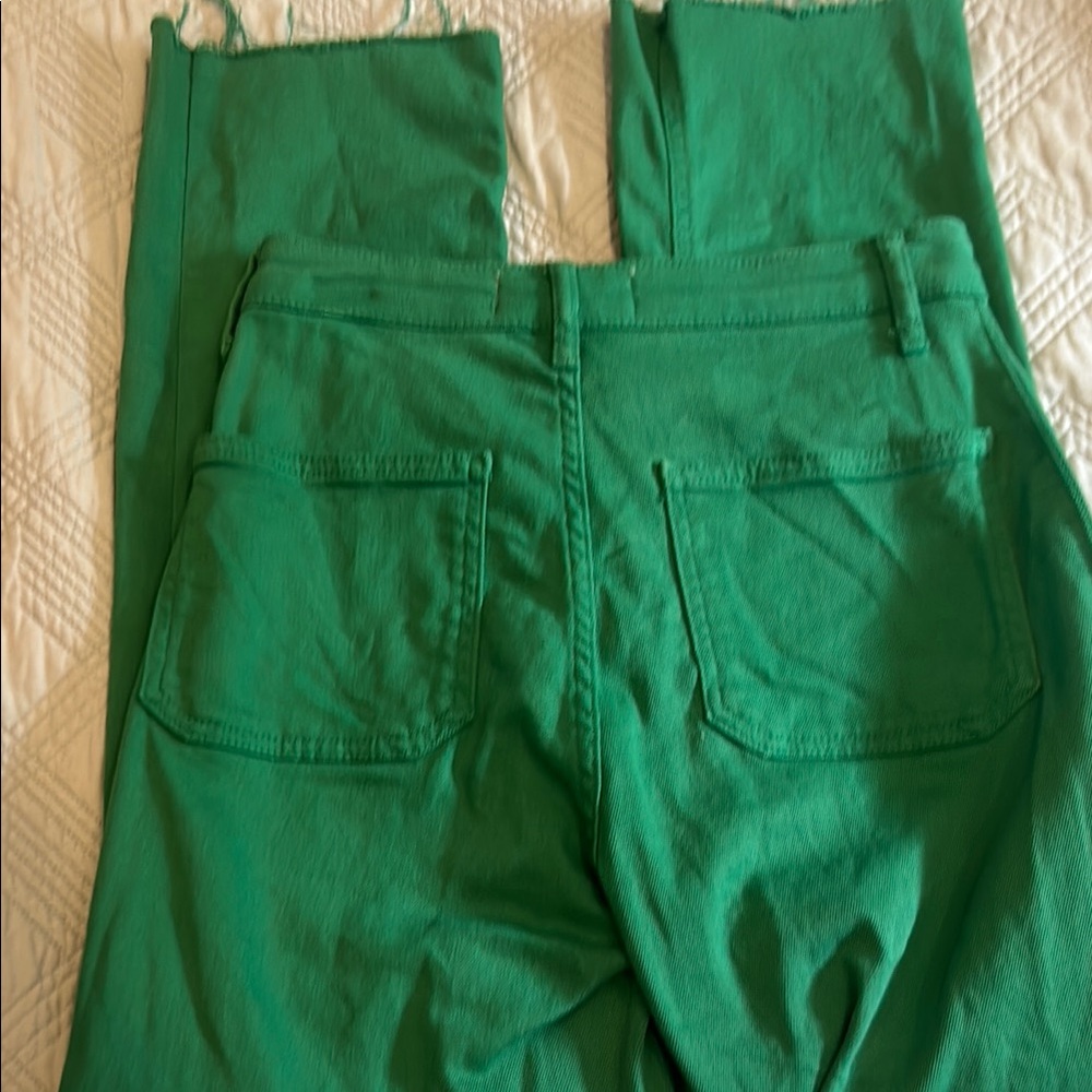 Zara size 2 Green Frayed hem straight leg denim Jeans - Picture 6 of 6